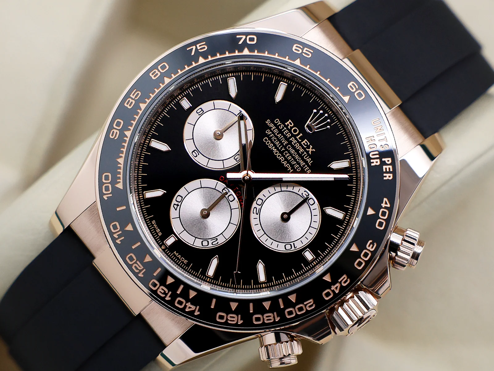 GENTS ROLEX DAYTONA 18ct ROSE GOLD OYSTERFLEX 126515LN BLACK DIAL NEW MODEL WARRANTY 2024 UK B&P - Image 3