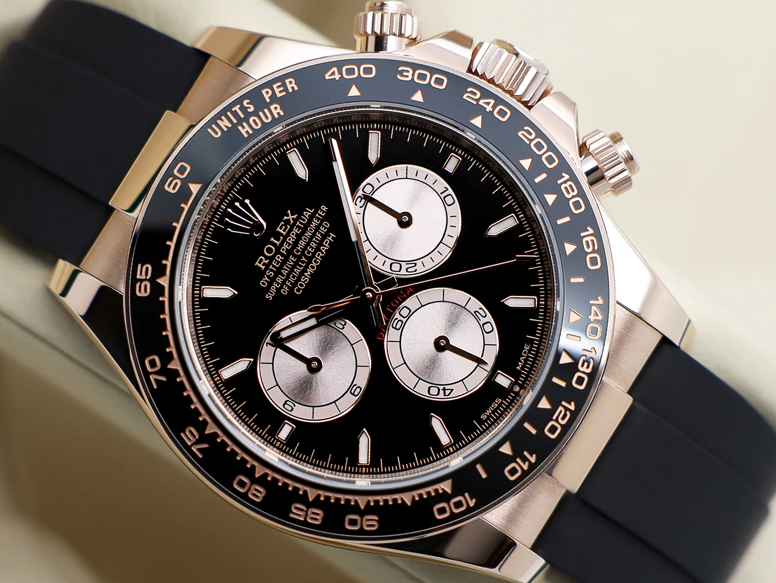GENTS ROLEX DAYTONA 18ct ROSE GOLD OYSTERFLEX 126515LN BLACK DIAL NEW MODEL WARRANTY 2024 UK B&P - Image 6