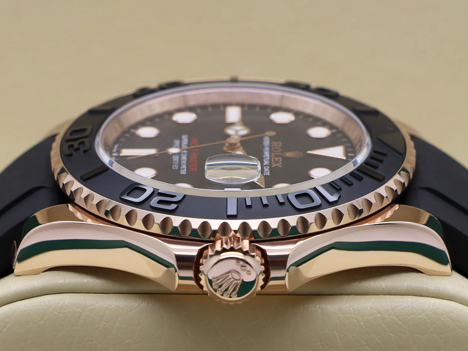 GENTS ROLEX YACHT-MASTER 40mm 126655 18ct ROSE GOLD OYSTERFLEX BLACK DIAL WARRANTY 2024 UK B&P - Image 4